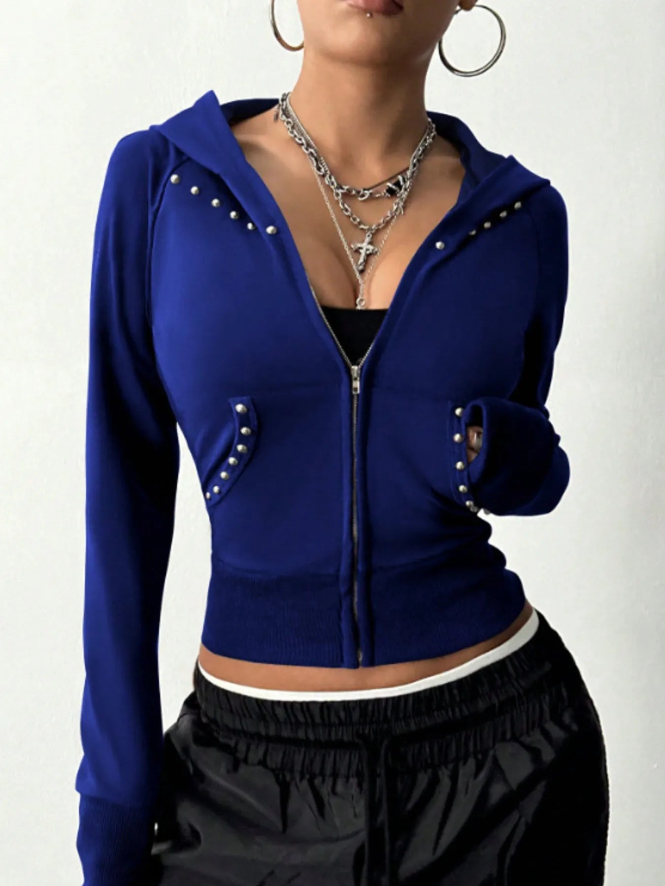 Zip-Up Long Sleeve Hoodie Trendsi
