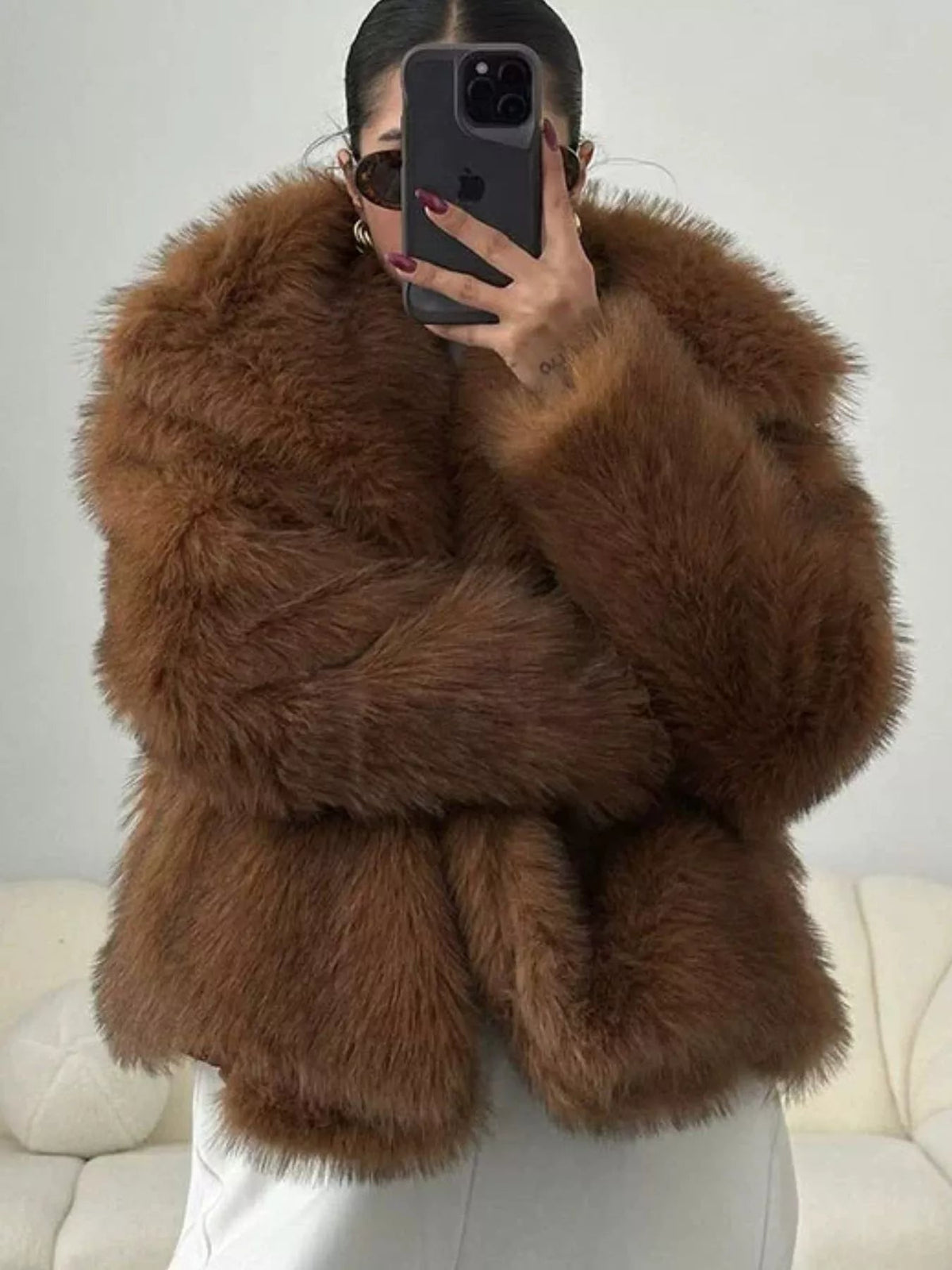Fox Fur Collar Winter Outerwear Trendsi