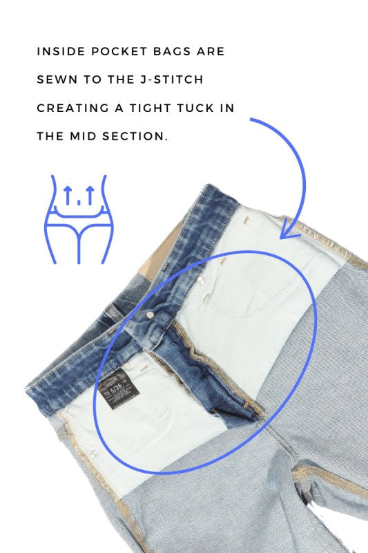 TUMMY CONTROL HIGH RISE CUFFED WIDE LEG JEANS Artemis Vintage