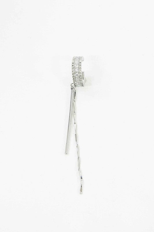 Drop the Bar Ear Cuff Earrings | Silver Lovoda