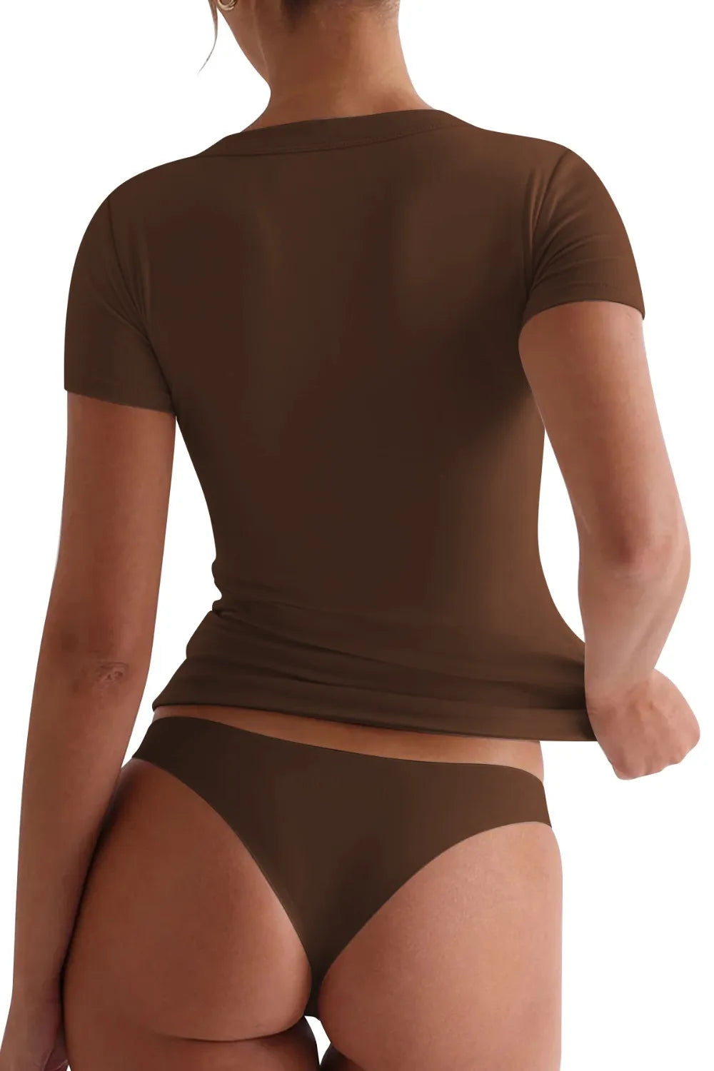 Lovelet Scoop Neck Short Sleeve T-Shirt Trendsi