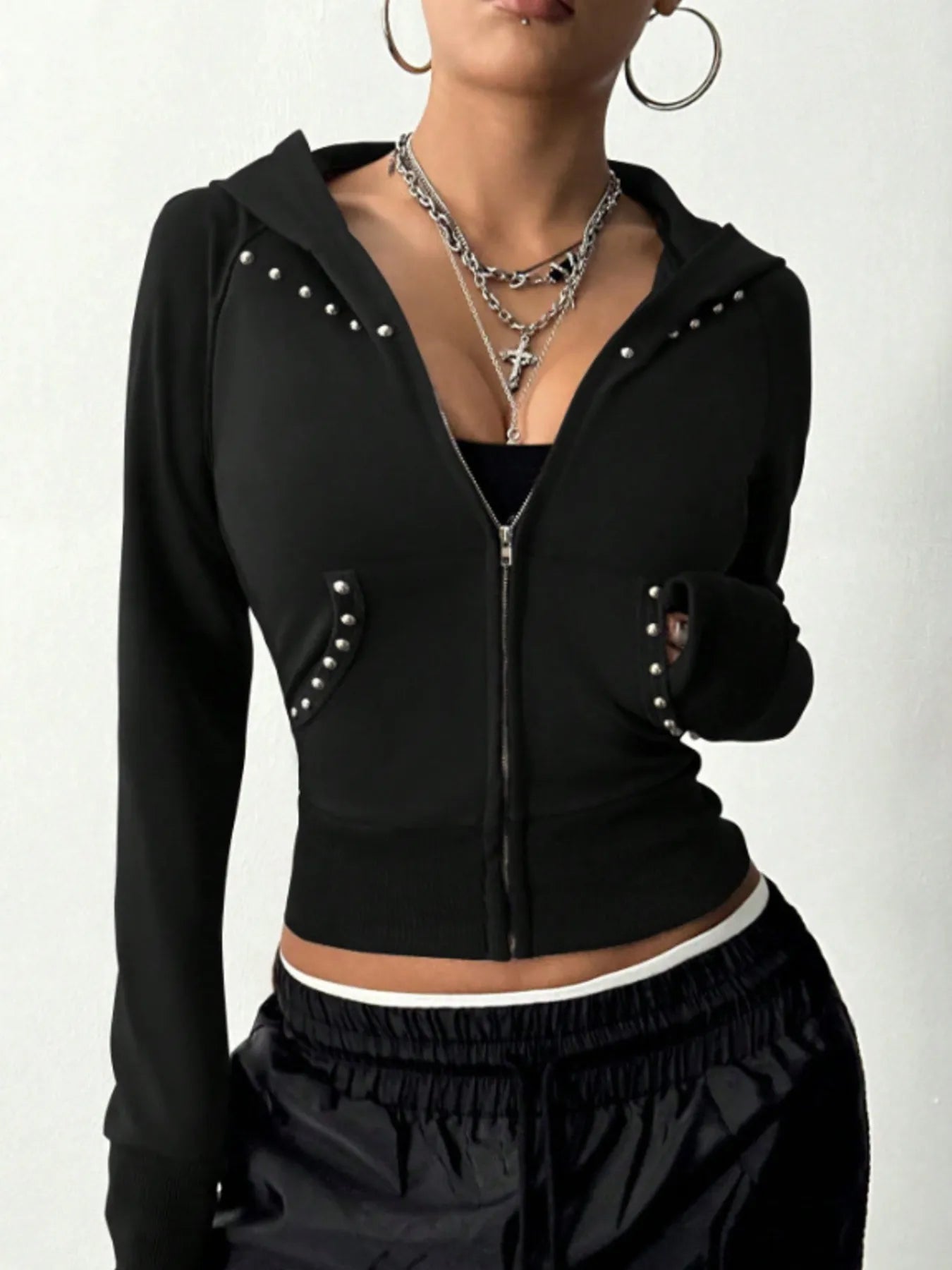 Zip-Up Long Sleeve Hoodie Trendsi