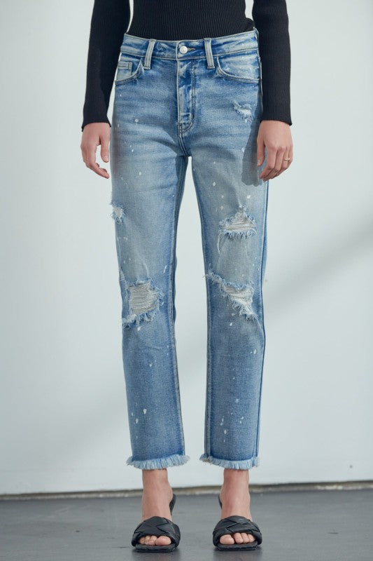 AT1050STM High Rise Distressed Straight Jeans Artemis Vintage