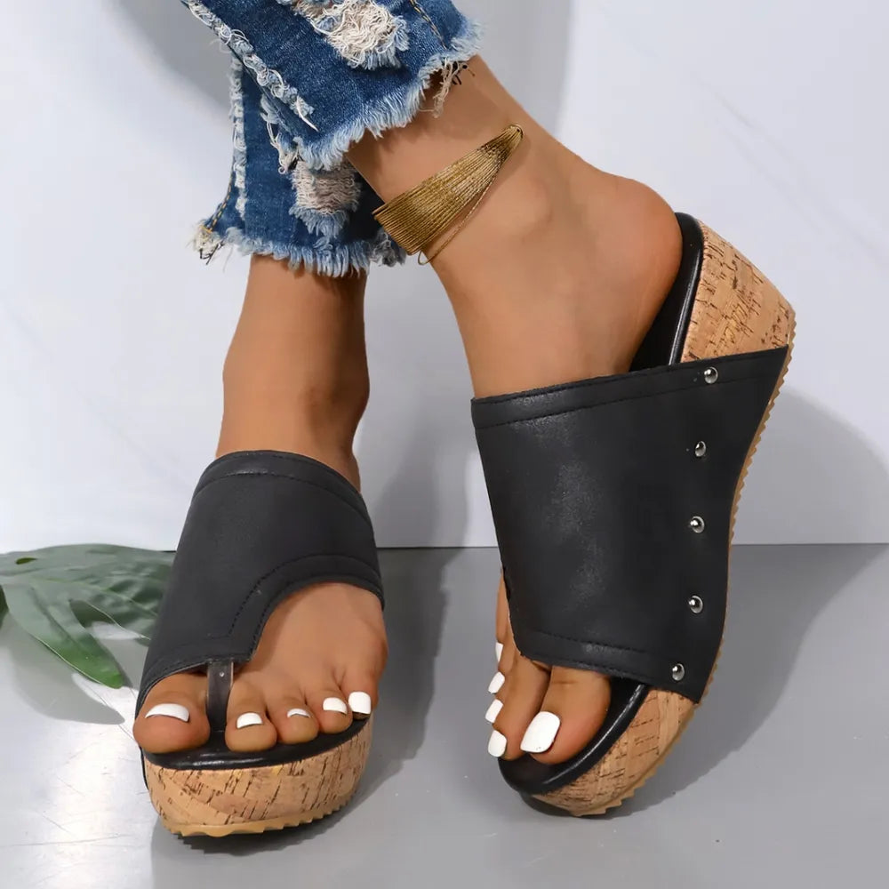 PU Leather Wedge Sandals Trendsi