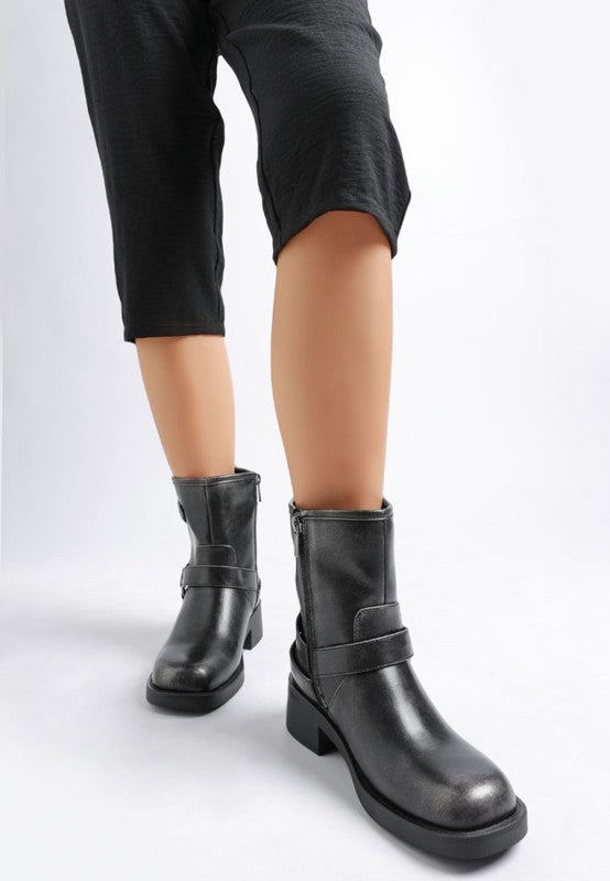 Caribou Harness Detail Biker Boots Rag Company