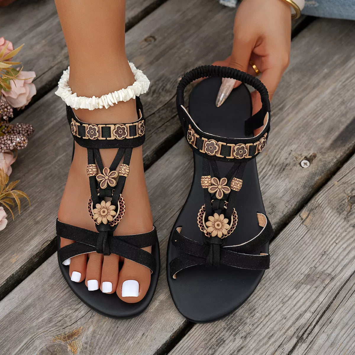 T-Strap Ankle Sandals Trendsi