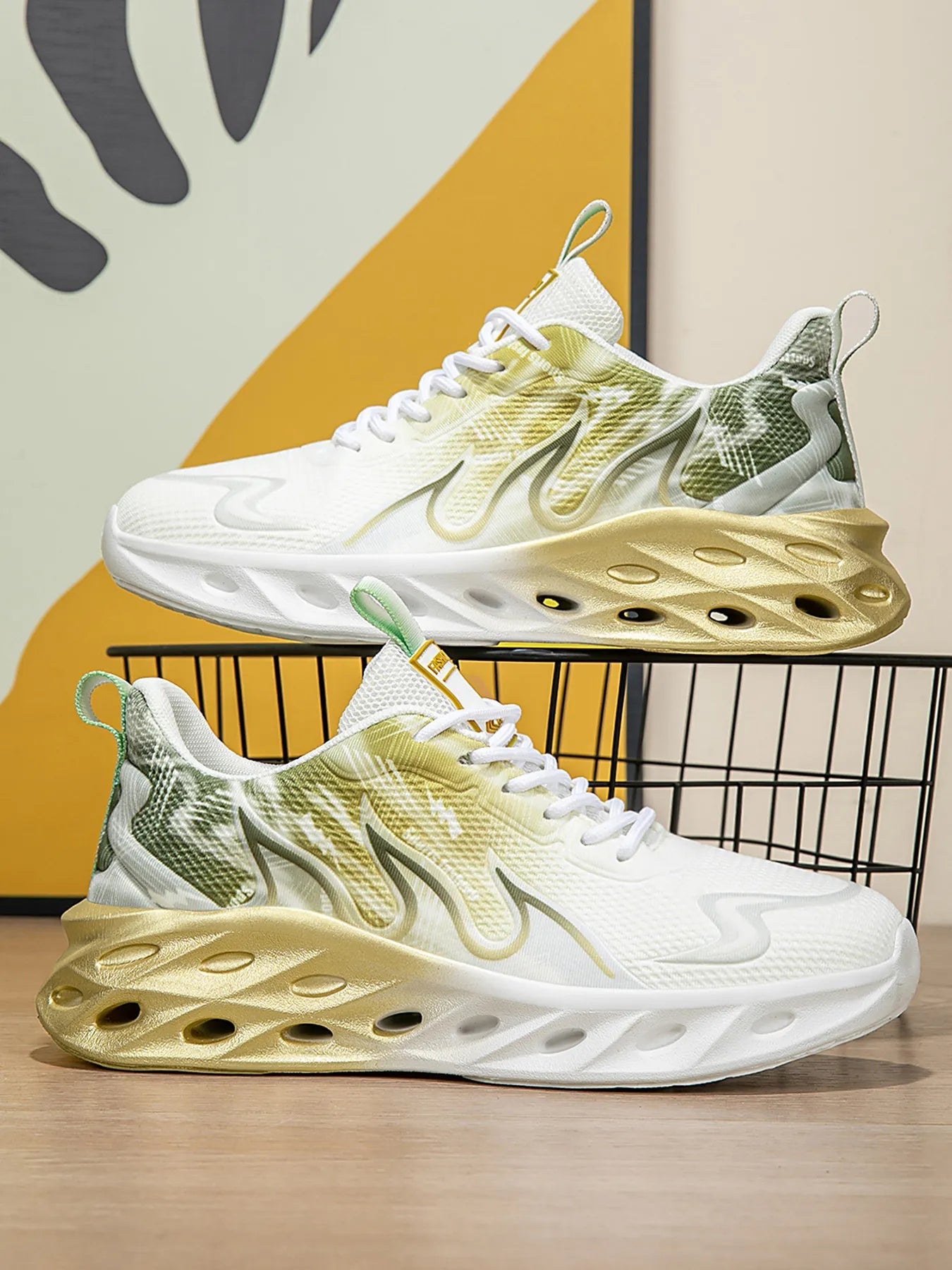 Round Toe Lace Up Mesh Athletic Trendsi