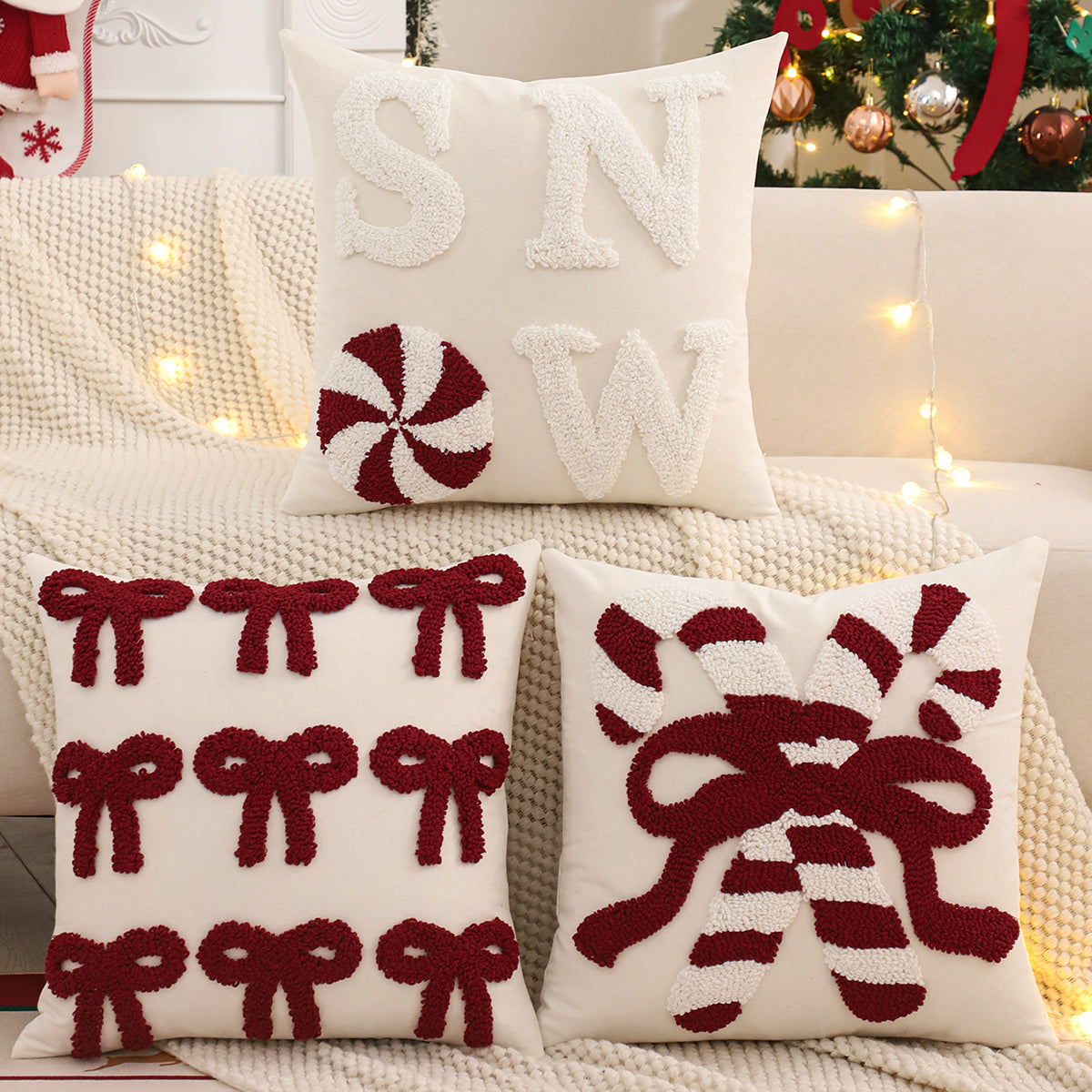 Christmas Tufted Throw Pillows 3 PC. Luckygirlsclothingcompany.com