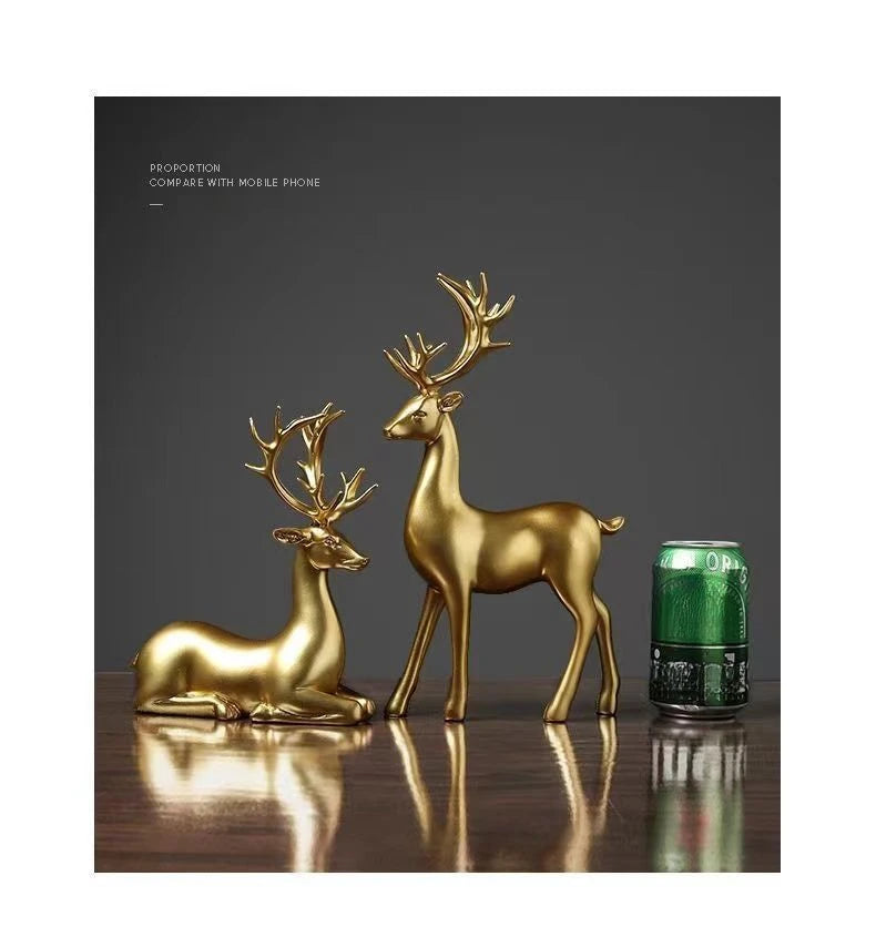 Sculpture Reindeer Figurine Ornament 2Pc Set Luckygirlsclothingcompany.com