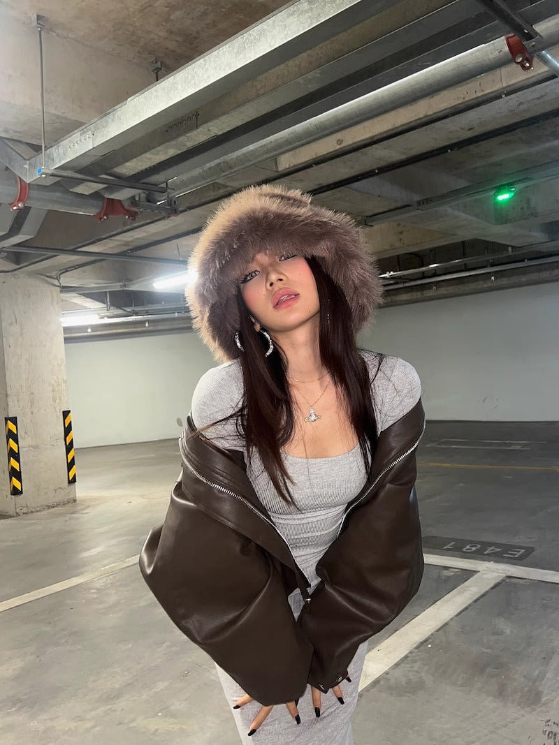 Mink Fur Fluffy Bucket Hat Luckygirlsclothingcompany.com