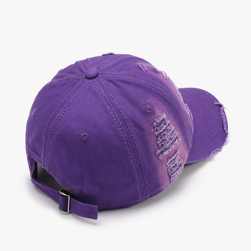 Distressed Adjustable Cotton Baseball Cap Trendsi