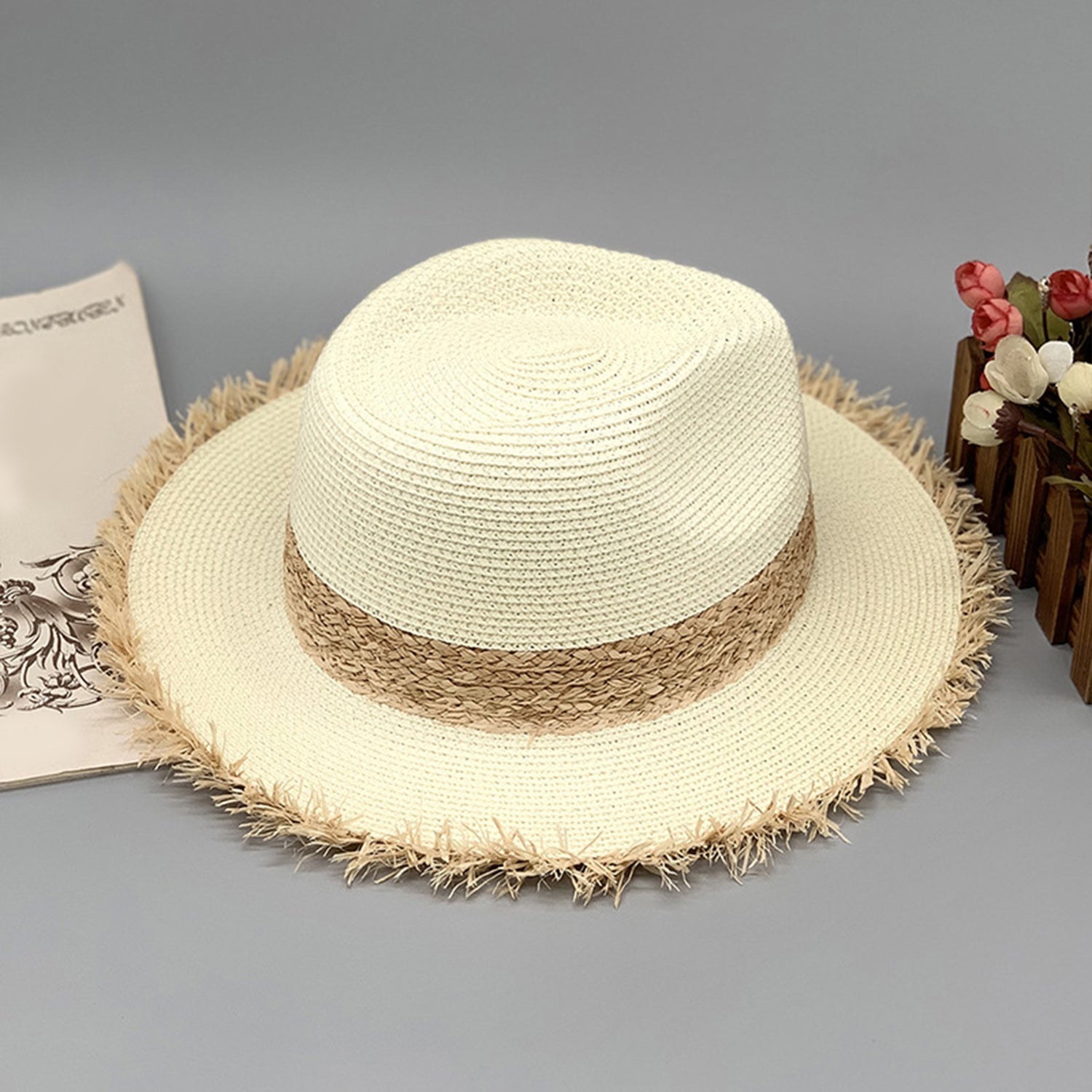 Raw Hem Raffia Hat Trendsi