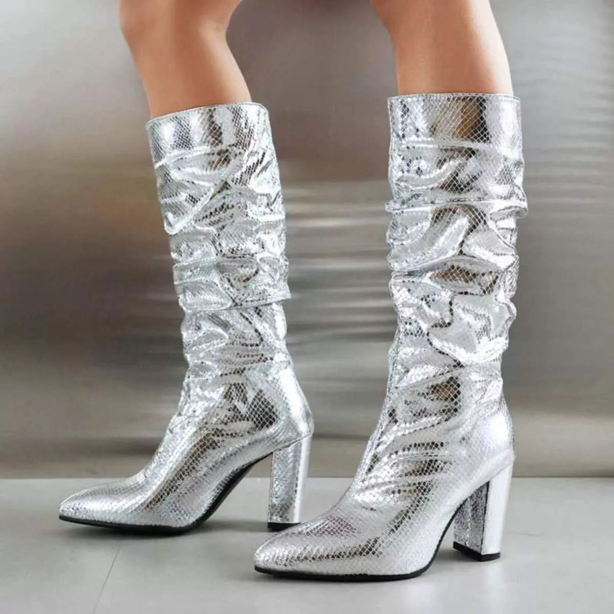 Point Toe Block Heels Boots 