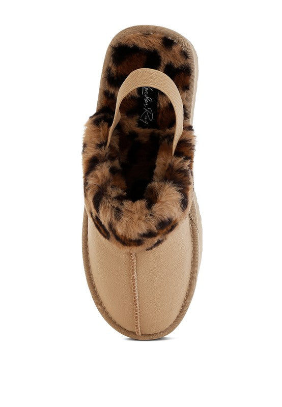 Kutchu Leopard Faux Fur Platform Classic Slingback 