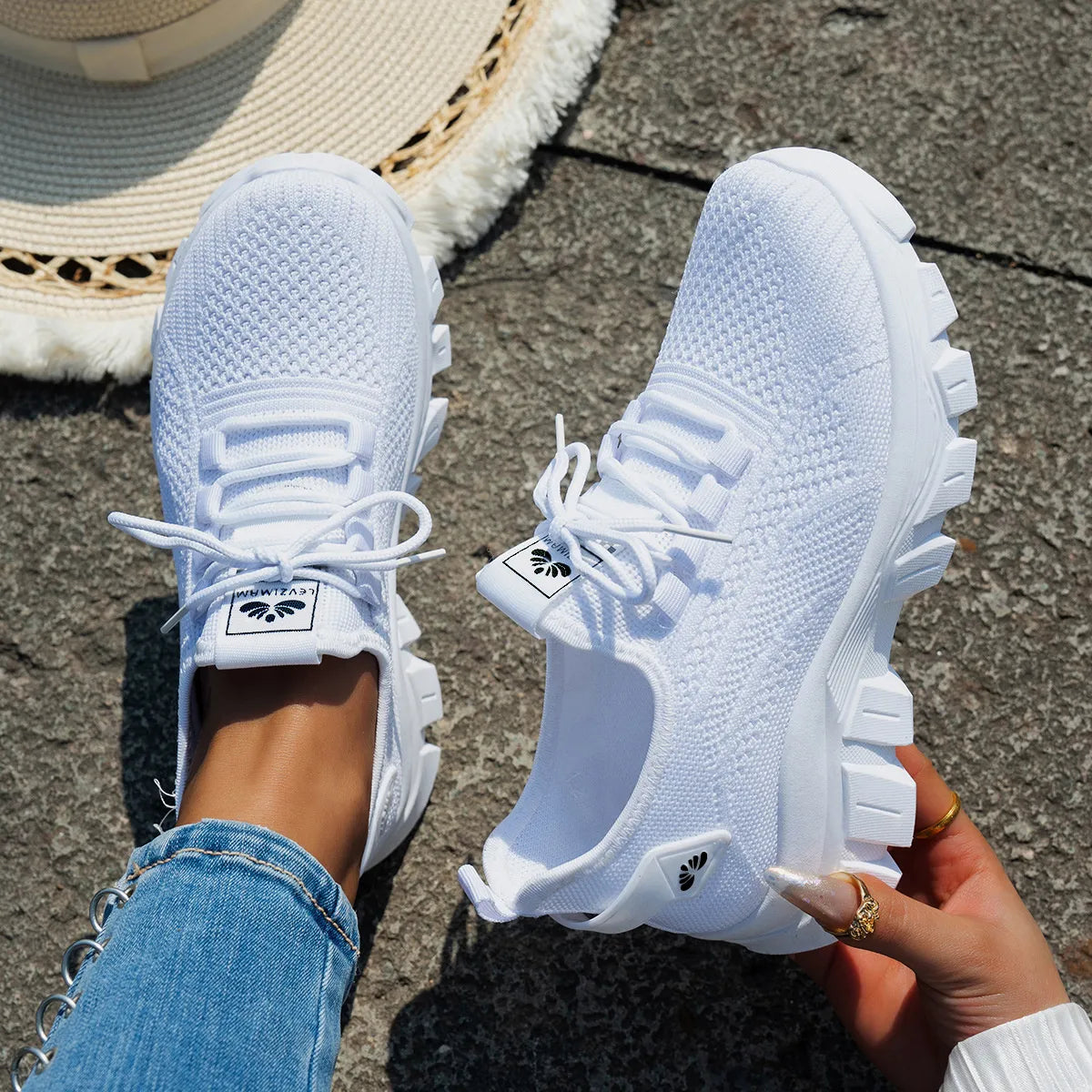 Mesh Lace Up Platform Athletic 