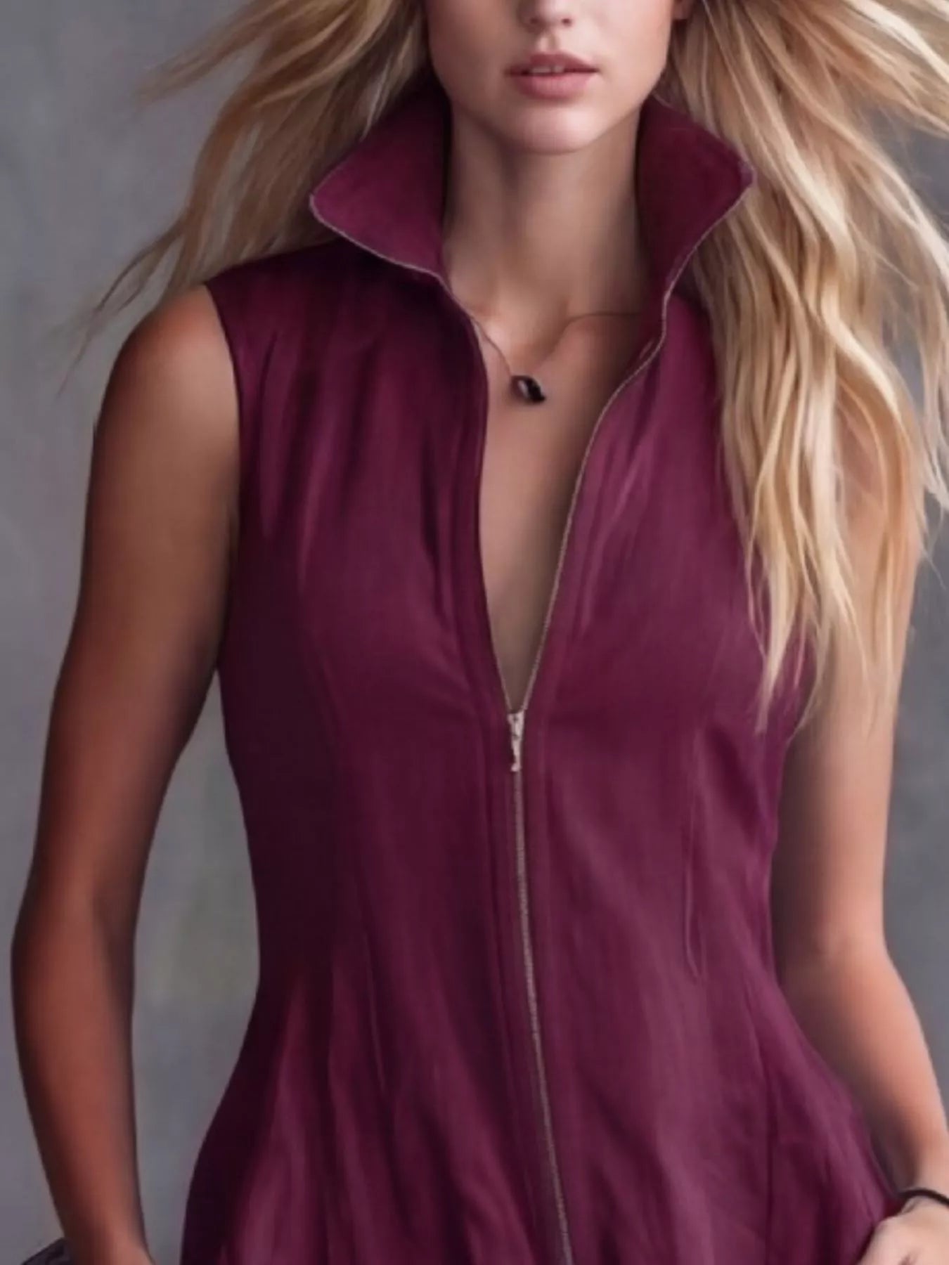 Full Size High-Low Ruffled Zip Front Dress Plus Size Trendsi