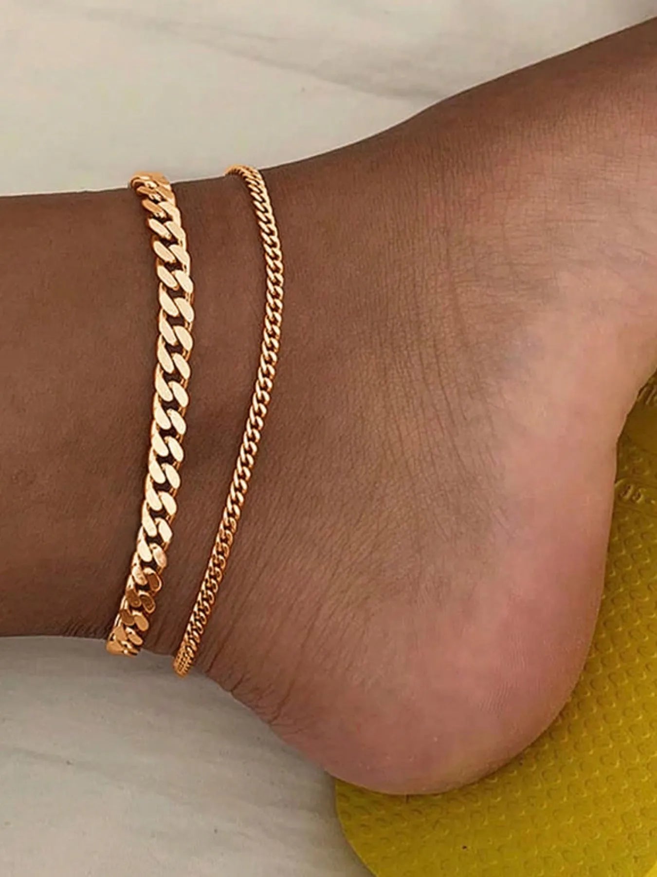 2-Piece Alloy Chain Anklet Bracelets 
