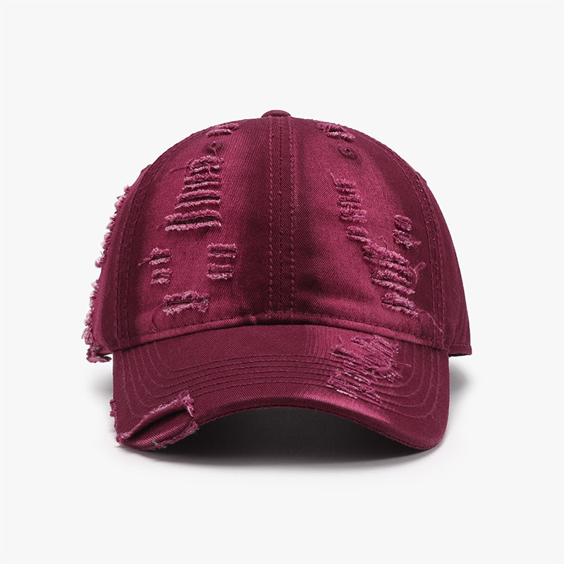 Distressed Adjustable Cotton Baseball Cap Trendsi