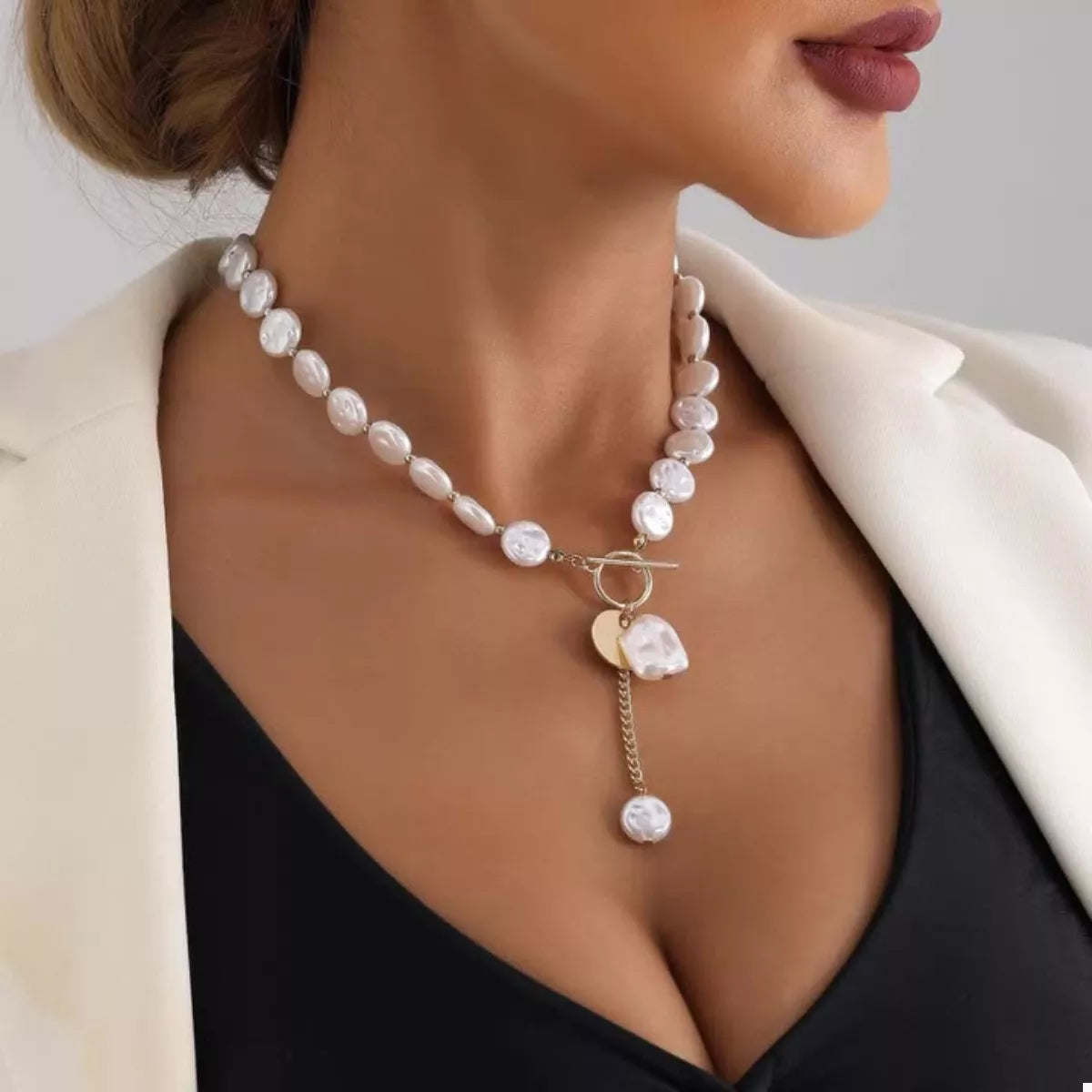 18K Gold-Plated Pearl Drop Necklace 