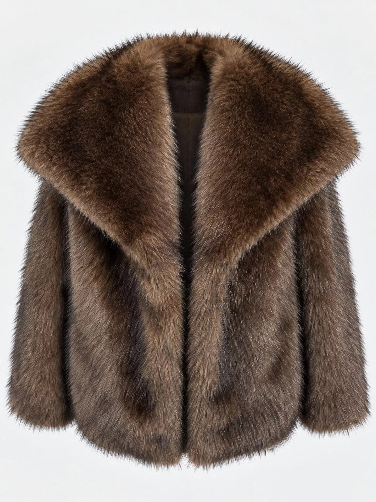 Fox Fur Collar Winter Outerwear Trendsi
