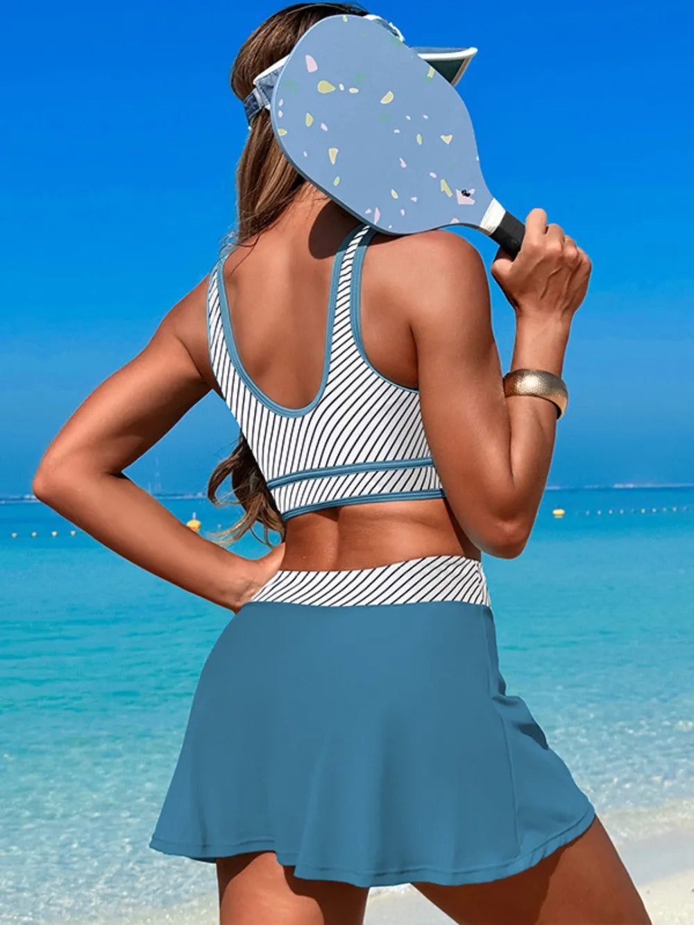 Scoop Neck Top and Skort Swim Set 