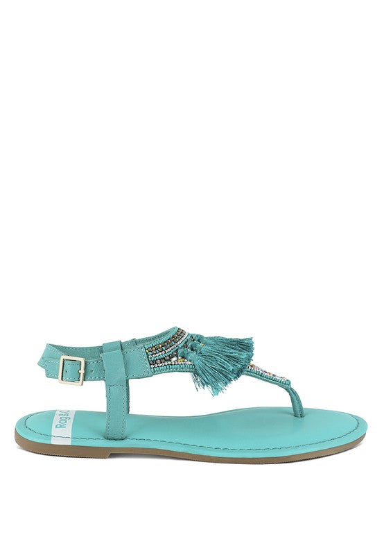 Risha Genuine Leather Tassel Sandals Rag Company