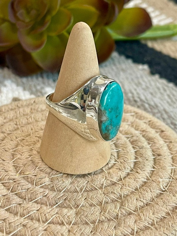 Navajo Turquoise & Sterling Silver Ring Size 11.75 