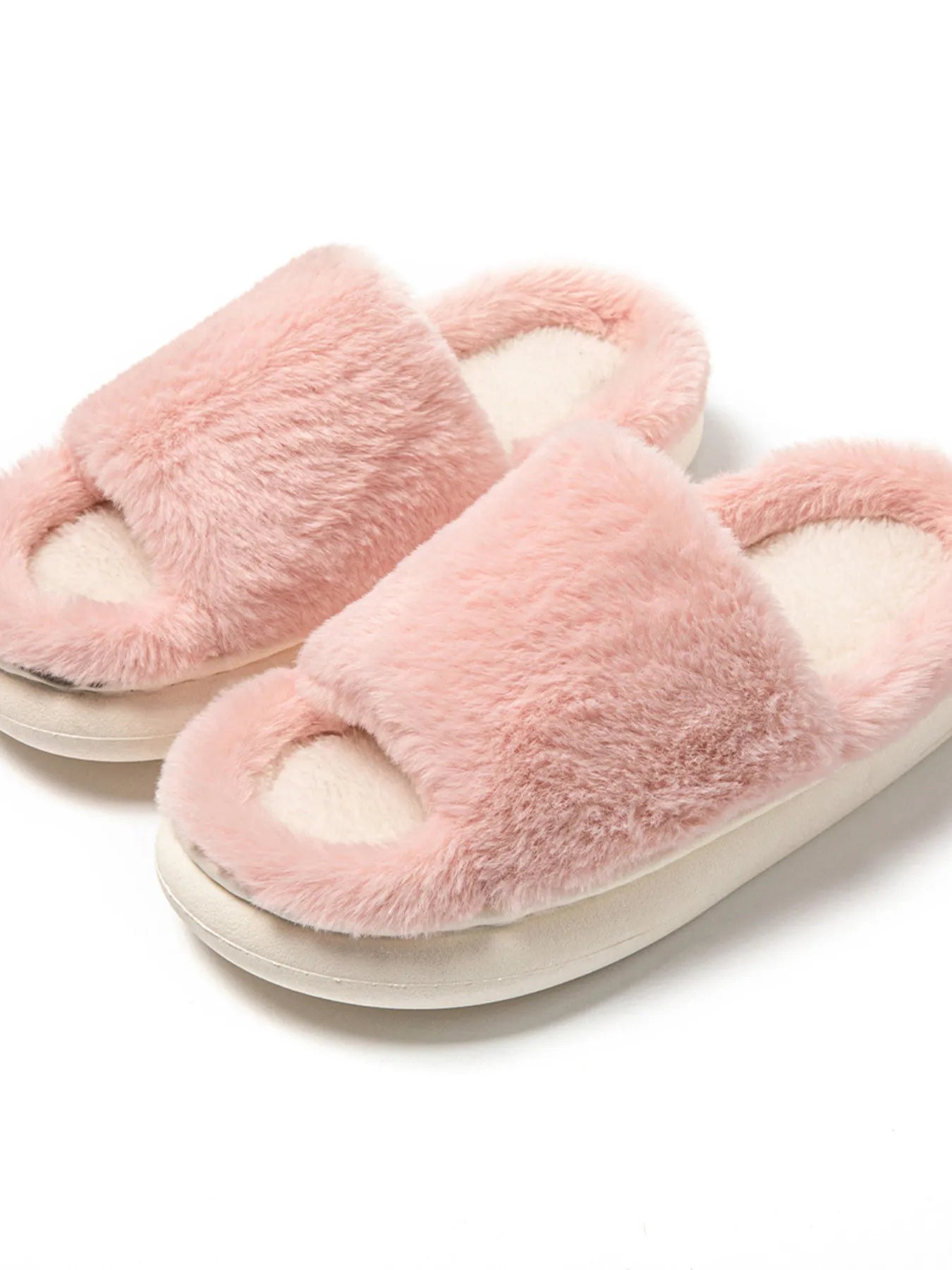 Fluffy Open Toe Comfort Slippers Trendsi