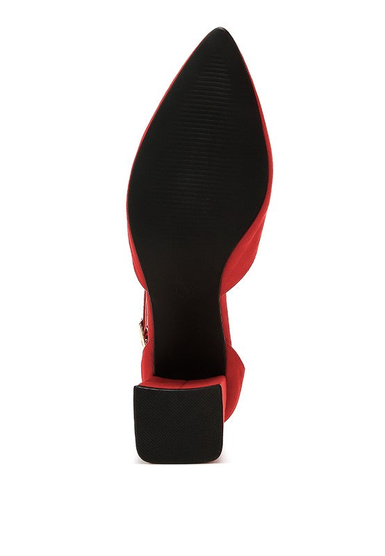 Rozita Microfiber Block Heel Sandals 