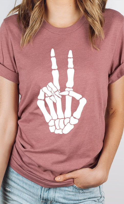 Skeleton Peace Sign Graphic Tee 