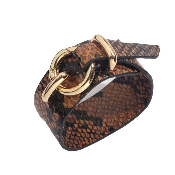 Round Lock Bracelet -Brown 
