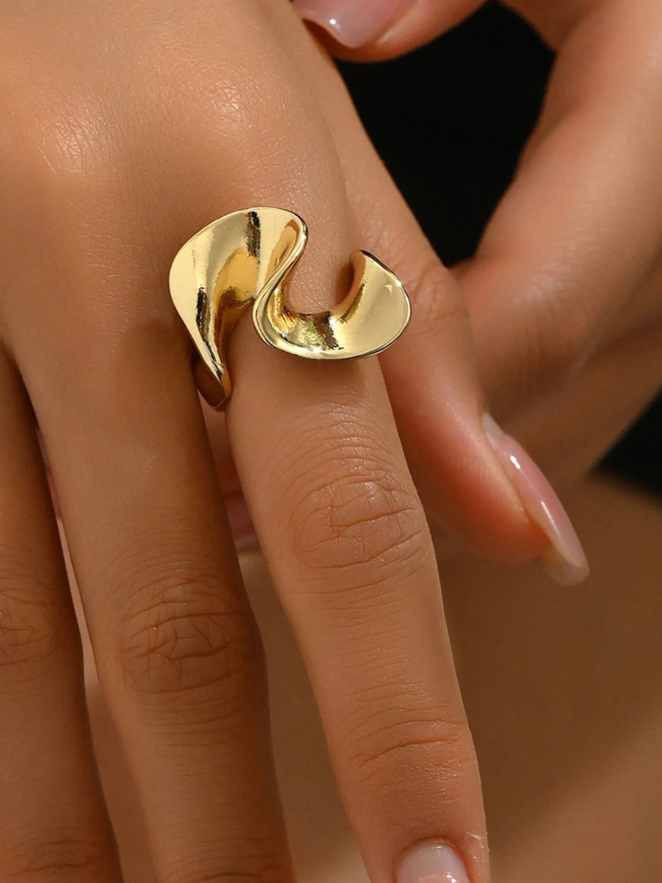 18K Gold-Plated Stainless Steel Geometric Ring 