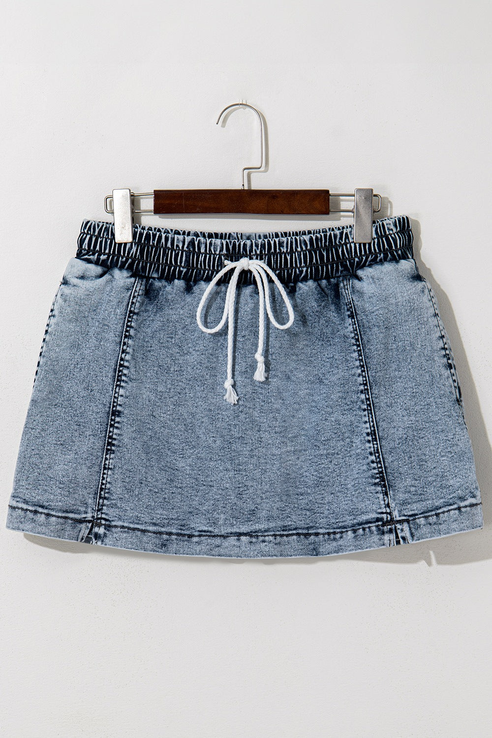 Drawstring High Waist Pocketed Denim Shorts Trendsi