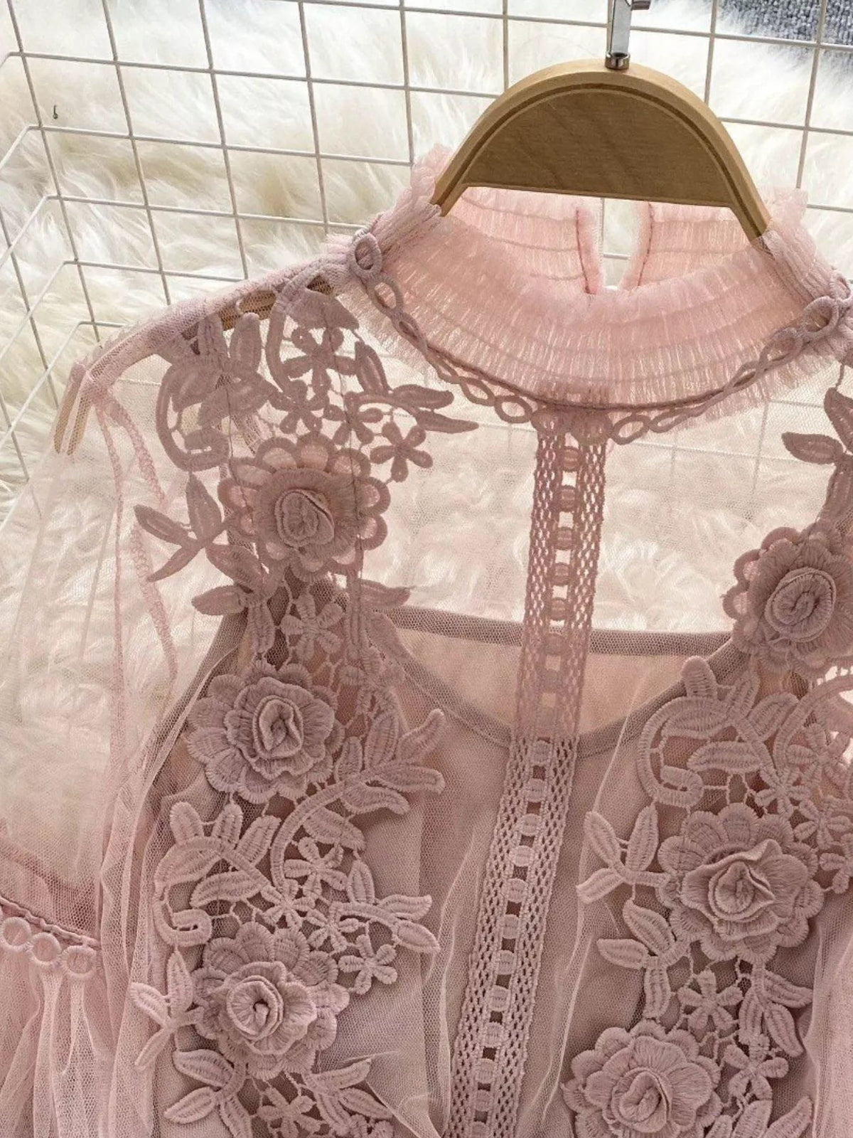 Floral Lace Blouse & Cami Set Trendsi