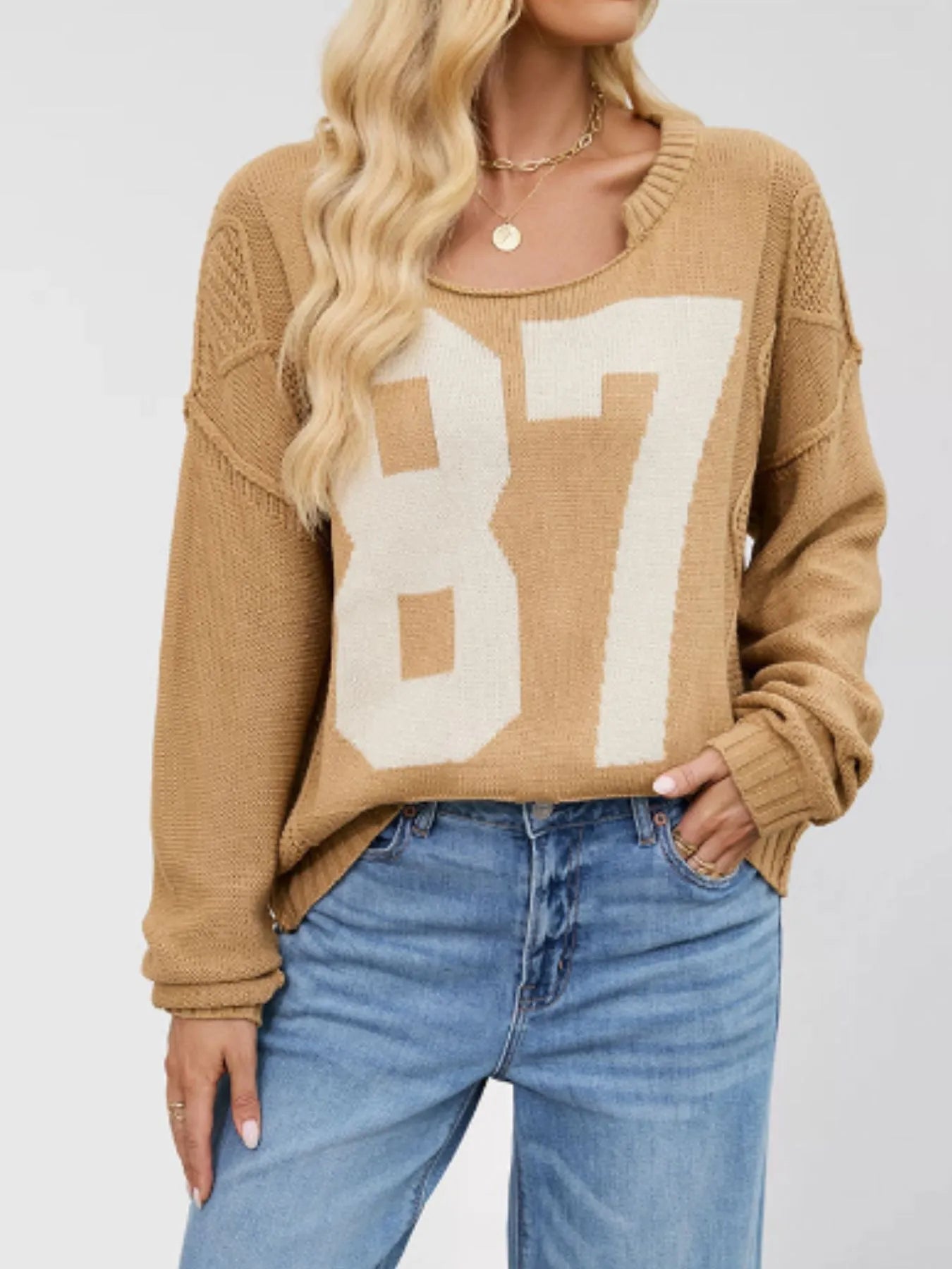 Number 81 Oversized Cable Knit Sweater 
