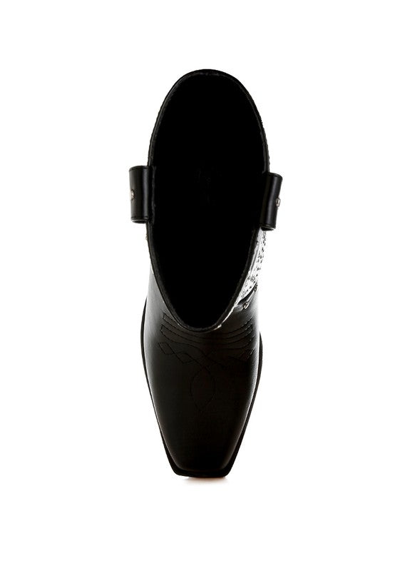 Equine Studded Embroidery Cowboy Boots 