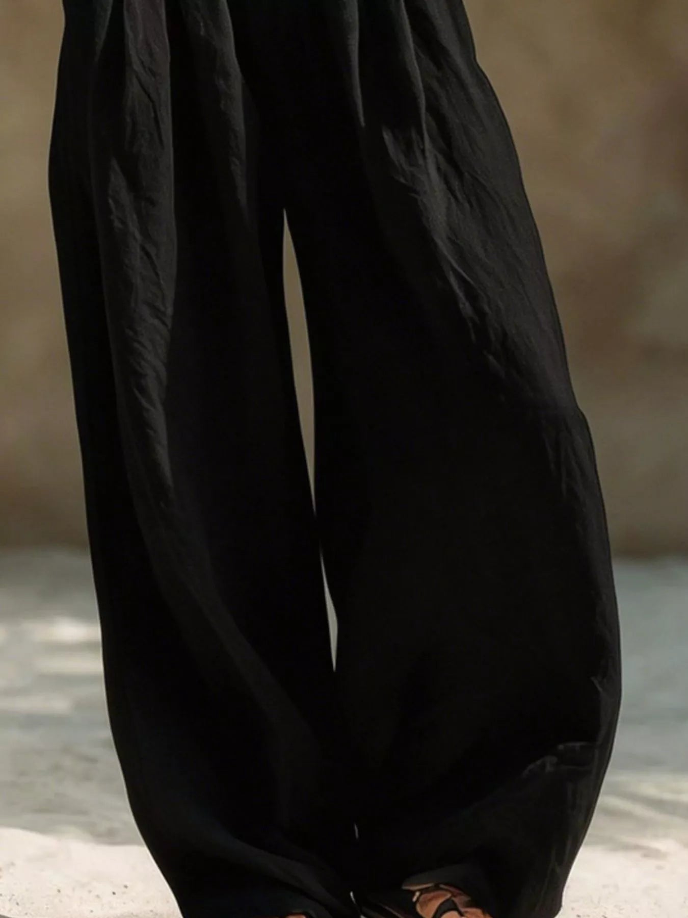 Full Size Elastic Waistband Wide Leg Pants Plus Size Trendsi