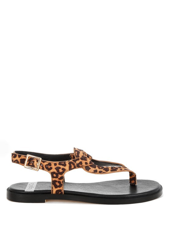 Venusa Leopard Print Buckled Flats 