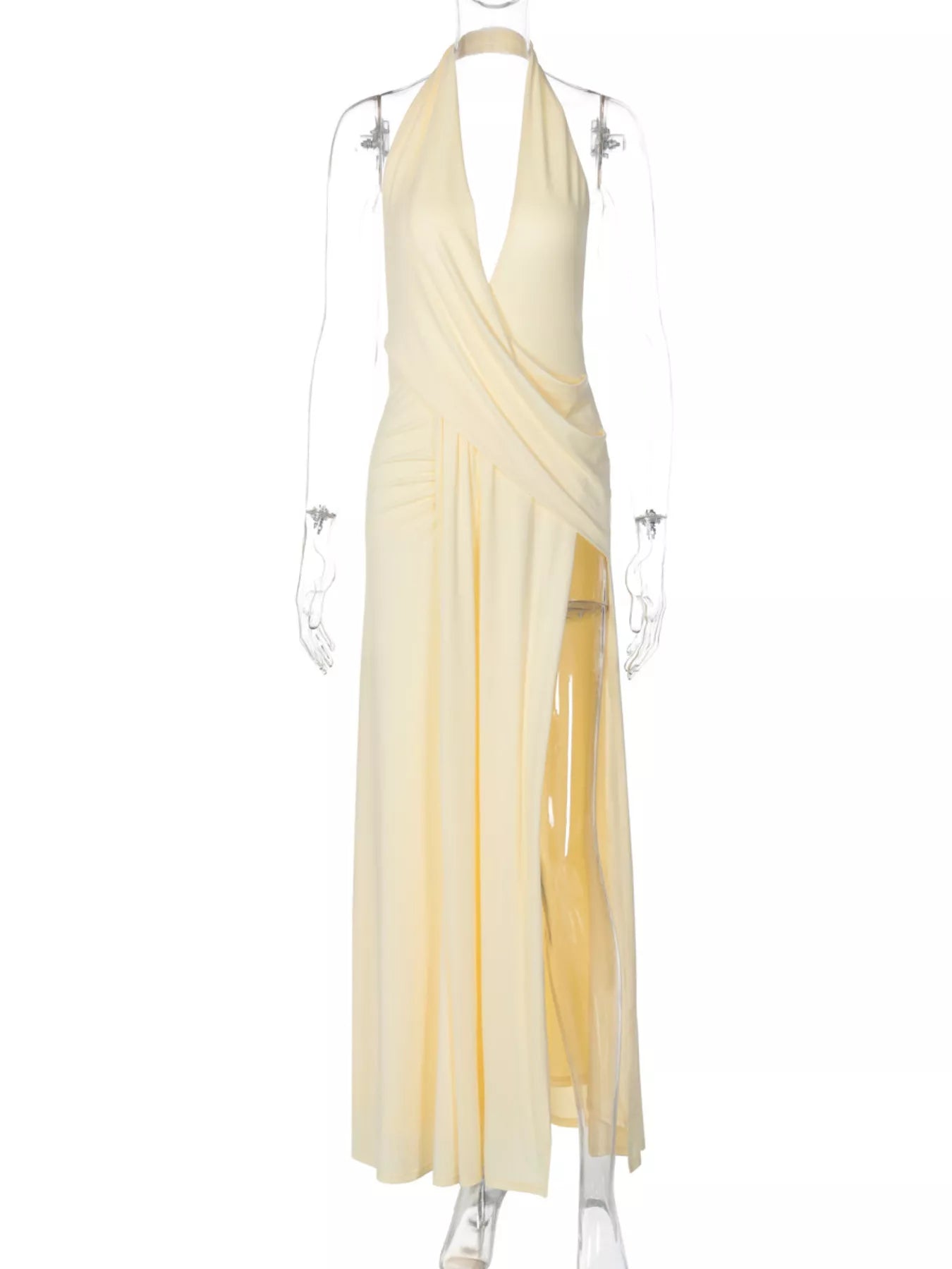 Split Backless Halter Neck Maxi Dress Trendsi