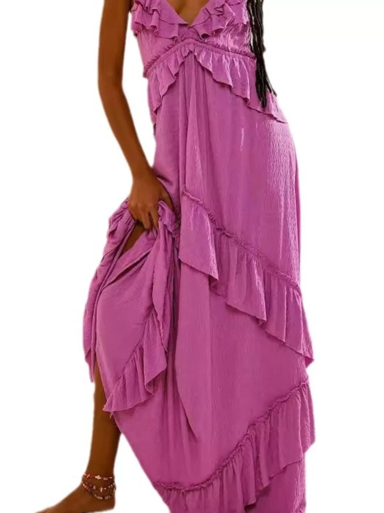Ruffled Halter Neck Maxi Dress 