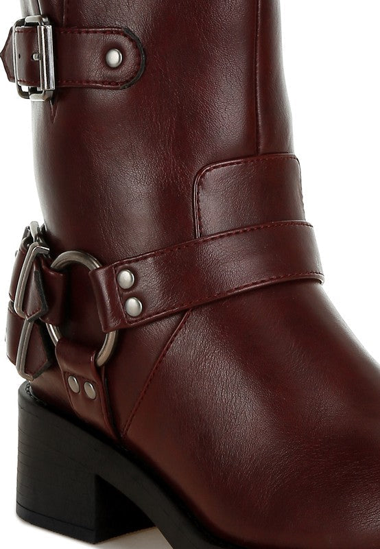 Caribou Harness Detail Biker Boots Rag Company