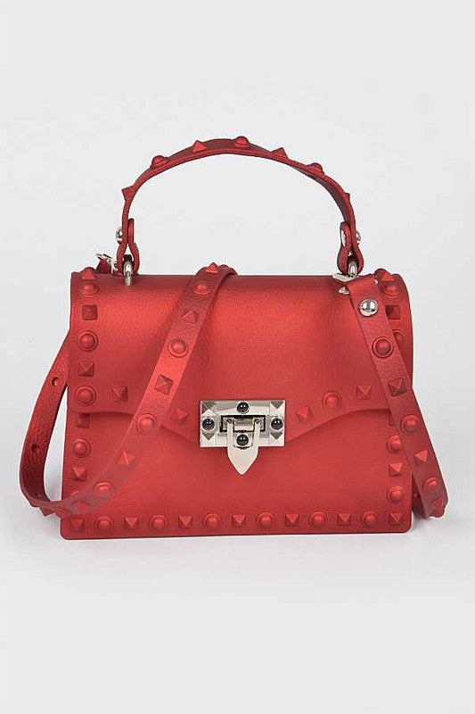 Tonal Studded Top Handle Swing Bag Artini Accessories