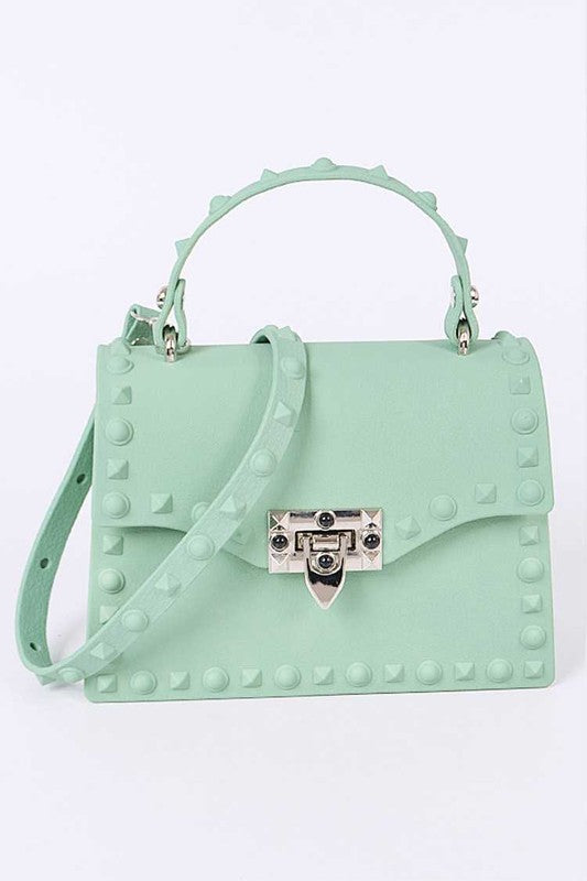 Tonal Studded Top Handle Swing Bag Artini Accessories