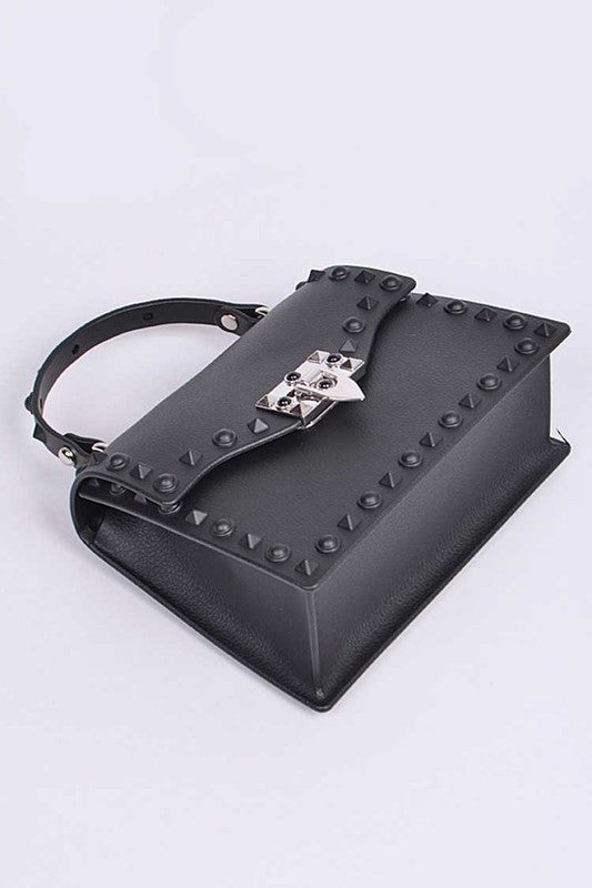 Tonal Studded Top Handle Swing Bag Artini Accessories