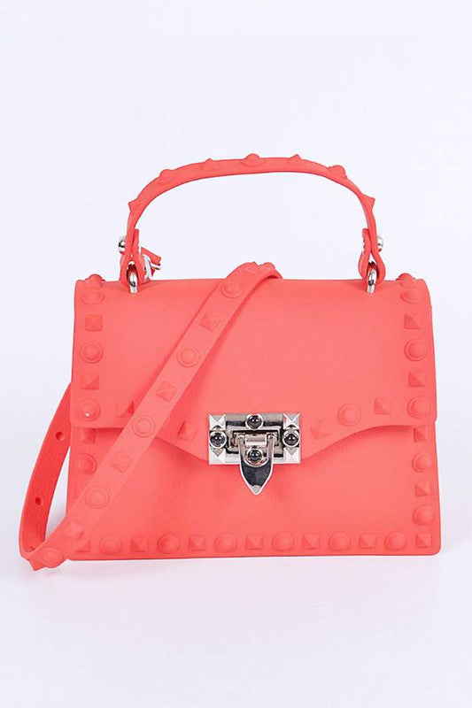 Tonal Studded Top Handle Swing Bag Artini Accessories