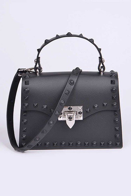 Tonal Studded Top Handle Swing Bag Artini Accessories