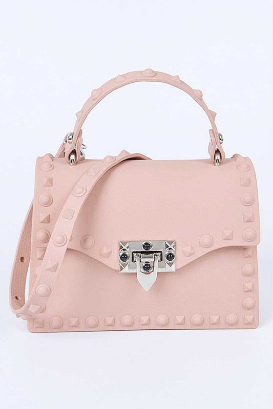 Tonal Studded Top Handle Swing Bag Artini Accessories