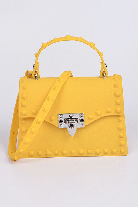 Tonal Studded Top Handle Swing Bag Artini Accessories