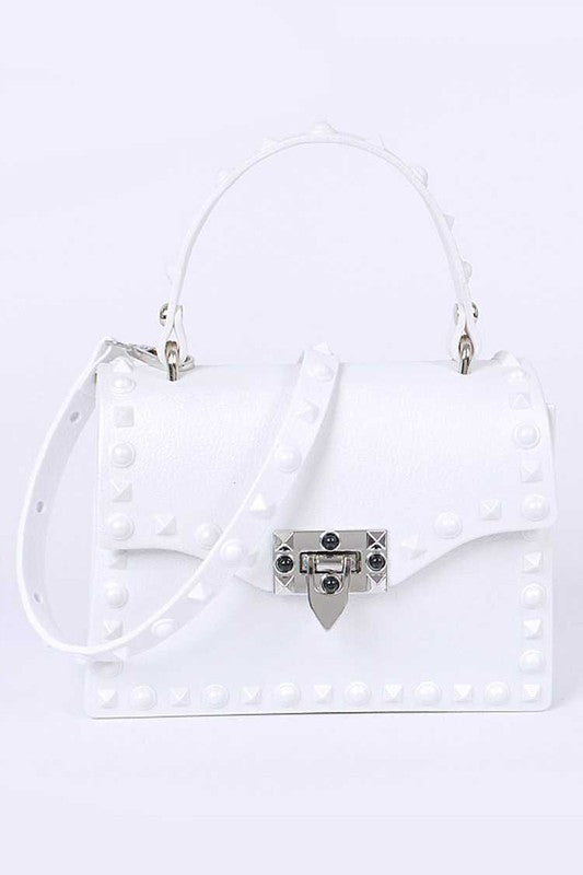 Tonal Studded Top Handle Swing Bag Artini Accessories