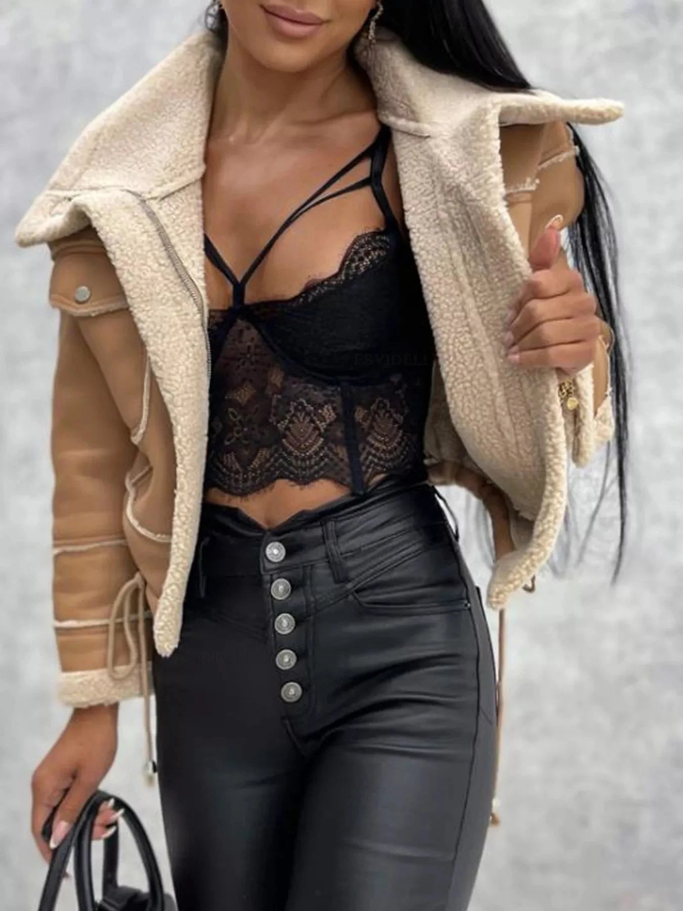 Sherpa Trim Cropped Jacket 